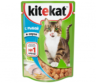 Влажный корм Kitekat для взрослых кошек, с рыбой в соусе, 85 г