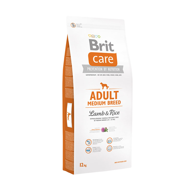 Корм сухой Brit Care Adult Medium Breed для взрослых собак средних пород,  с ягненком и рисом, 12 кг 