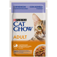 Влажный корм Cat Chow для взрослых кошек, с ягненком и зеленой фасолью, 85 г