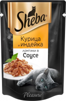Влажный корм Sheba для взрослых кошек, с курицей и индейкой в соусе, 85 г