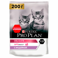 Сухой корм Purina Pro Plan Delicate OptiDigest Kitten для котят с чувствительным пищеварением, с индейкой, 200 г