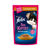 Влажный корм Felix Аппетитные кусочки для котят, с курицей в желе 85 г