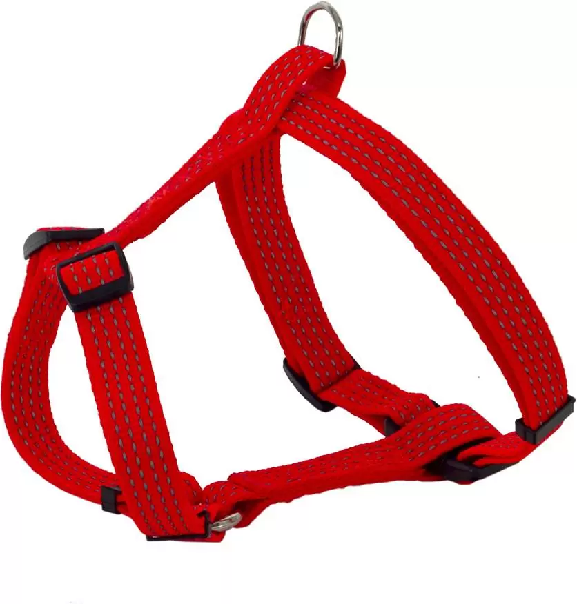 Шлейка  для собак Каскад Премиум светоотражающая из нейлона, красная, обхват 50-70см