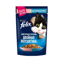 Влажный корм Felix Аппетитные кусочки для взрослых кошек, с лососем и форелью в желе 85 г