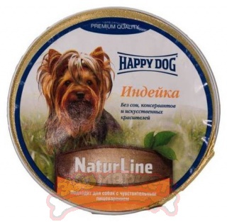 Корм HAPPY DOG Natur Line для собак нежный паштет с индейкой консервы 85г
