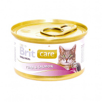 Влажный корм Brit для взрослых кошек, с тунцом и лососем 80 г