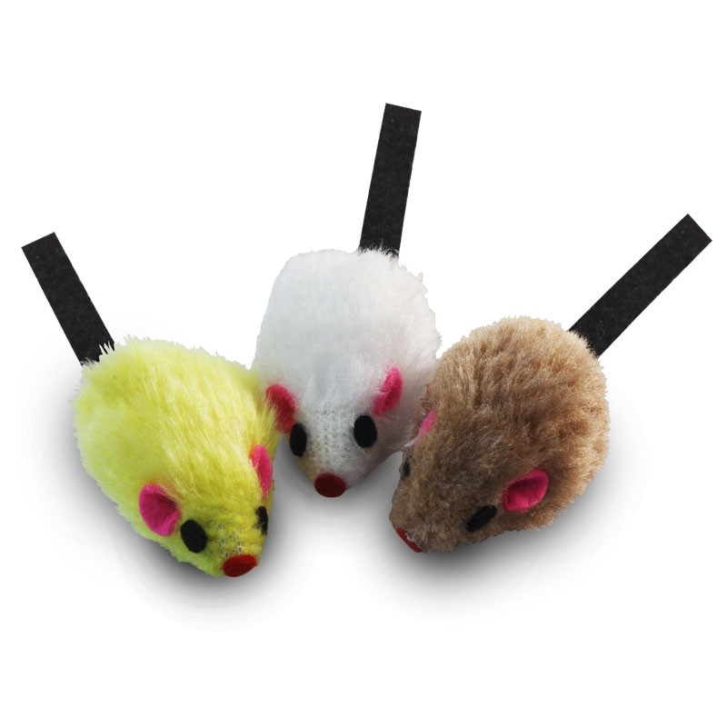 Набор игрушек для кошек Triol Мышь искусственный мех, разноцветный, 5 см, 3 шт