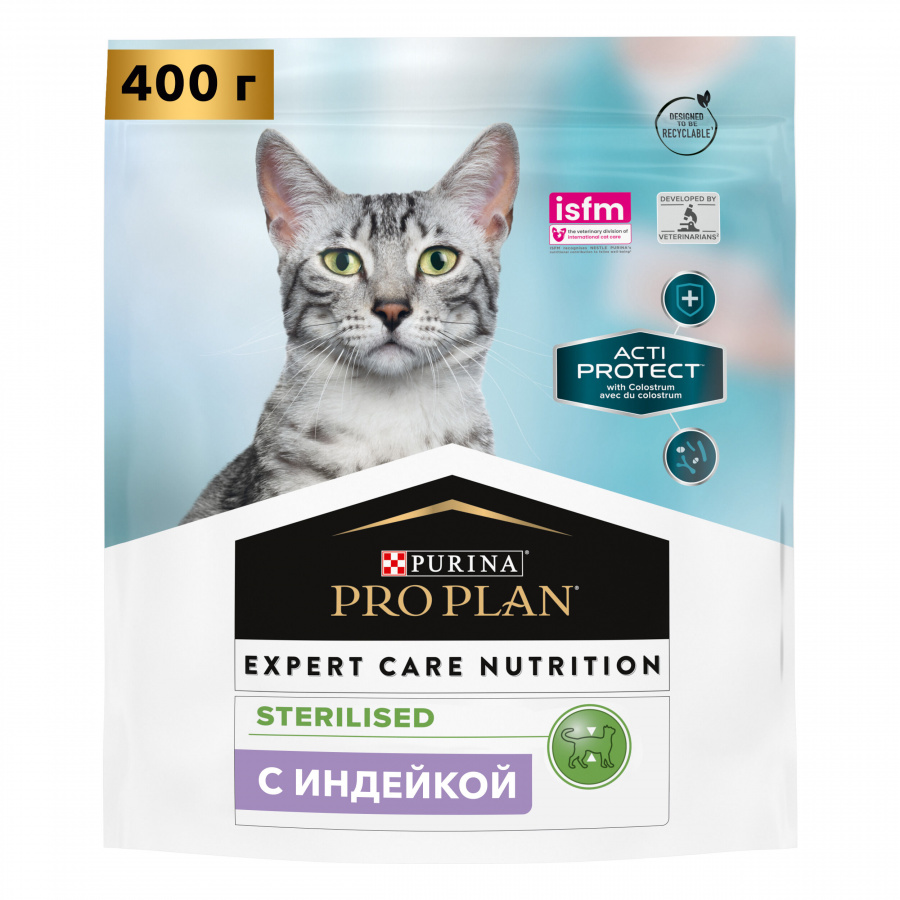 Сухой корм для стерилизованных кошек PRO PLAN ACTI PROTECT с индейкой 400 г