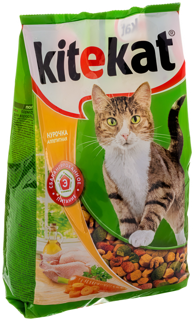Сухой корм Kitekat для взрослых кошек с аппетитной курочкой, 800г