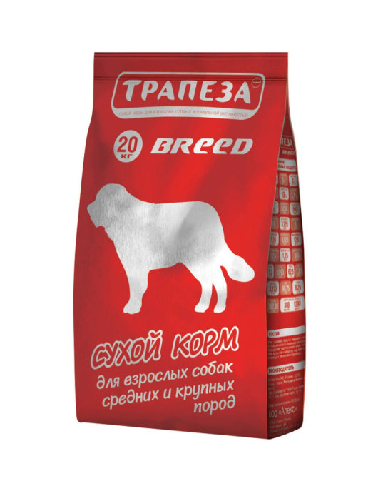 Сухой корм Трапеза Макси для собак средних и крупных пород, с говядиной 20 кг