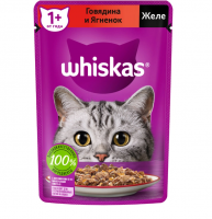 Влажный корм Whiskas для кошек в желе с говядиной и ягнёнком, 75 г