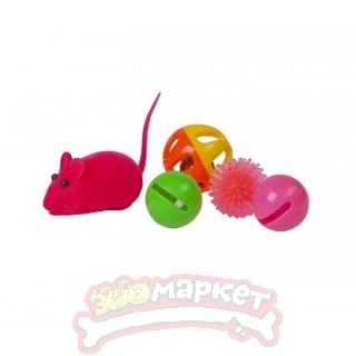 Набор игрушек ADEL CAT для кошек, звенящий мяч и бархатная мышь.