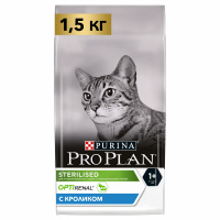 Корм сухой Pro Plan Sterilised для взрослых стерилизованных кошек, с кроликом, 1,5 кг