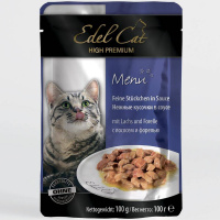 Влажный корм Edel Cat для взрослых кошек, с лососем и форелью в соусе, 100 гр.