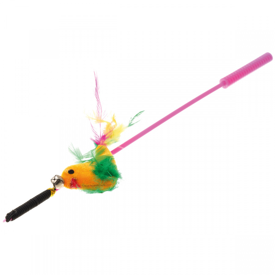 Игрушка для кошек ZooOne Дразнилка-удочка с игрушкой птица с перьями