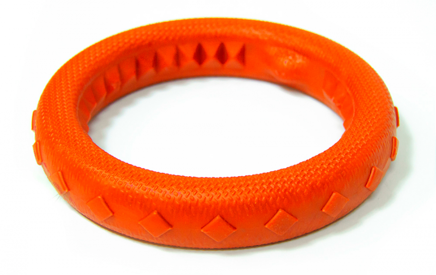 Игрушка для собак "Кольцо плавающее" среднее 17 см, оранжевое