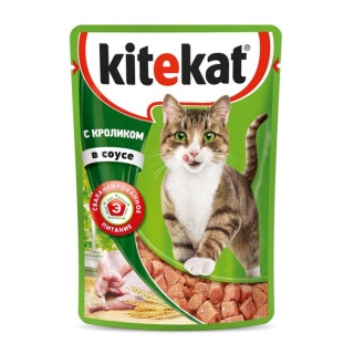 Влажный корм Kitekat для взрослых кошек, с кроликом в соусе, 85 г