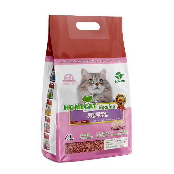 Наполнитель комкующийся  для кошачьих туалетов HOMECAT с ароматом лотоса, 6 л
