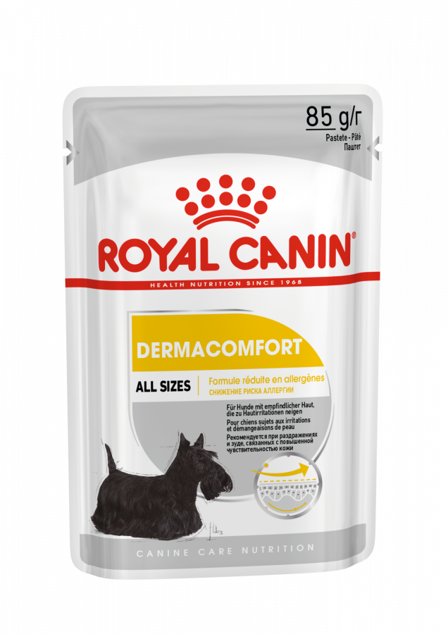 Влажный корм Royal Canin Dermacomfort для взрослых собак, при раздражениях и зуде кожи,  (в паштете), 85 г