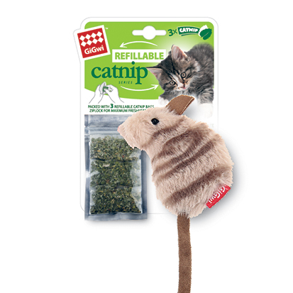 Игрушка для кошек GIGWI мышка с кошачьей мятой, 10 см