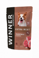 Влажный корм Winner Extra Meat для взрослых собак всех пород, с телятиной в соусе, 85 г