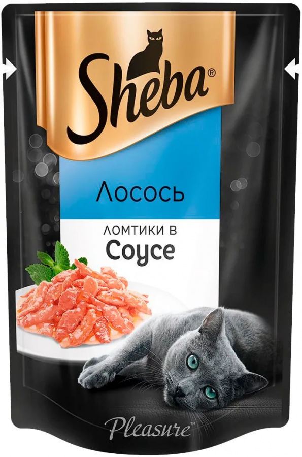 Влажный корм Sheba Pleasure для взрослых кошек, ломтики в соусе с лососем, 85 г