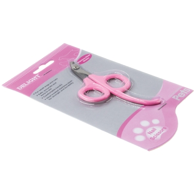 Когтерез-ножницы для кошек и собак DeLIGHT ROSE малые с упором, розовые