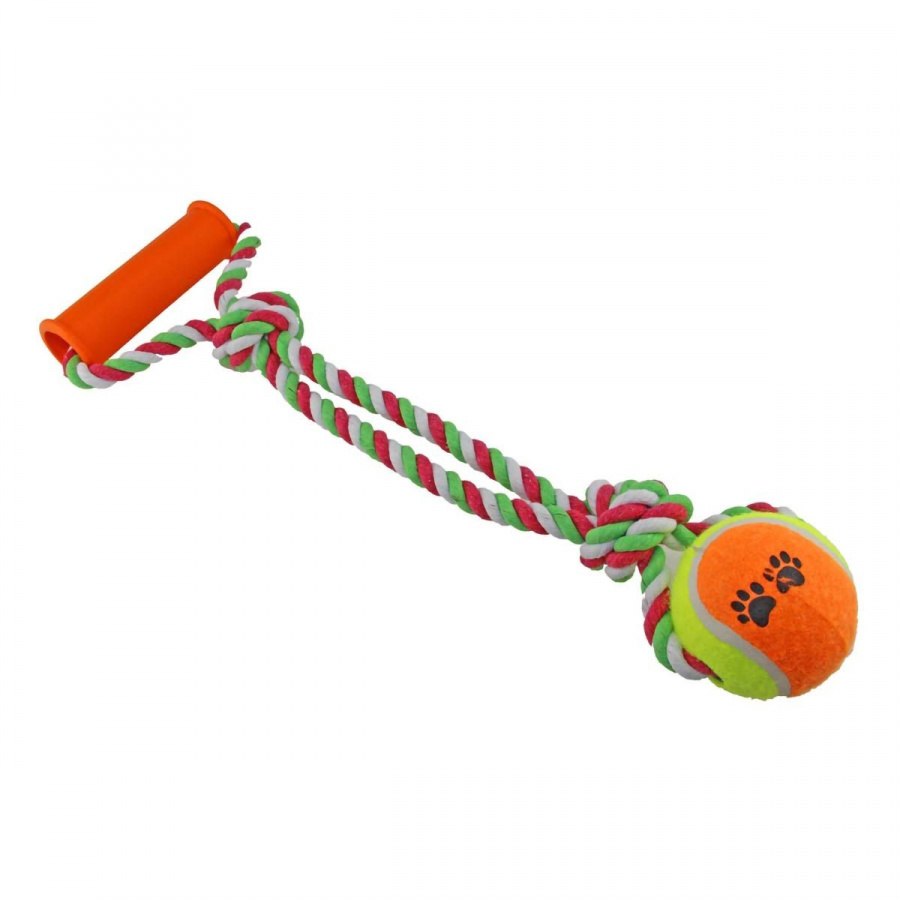 Игрушка для собак Dogman Мячик на канате с ручкой 35 см