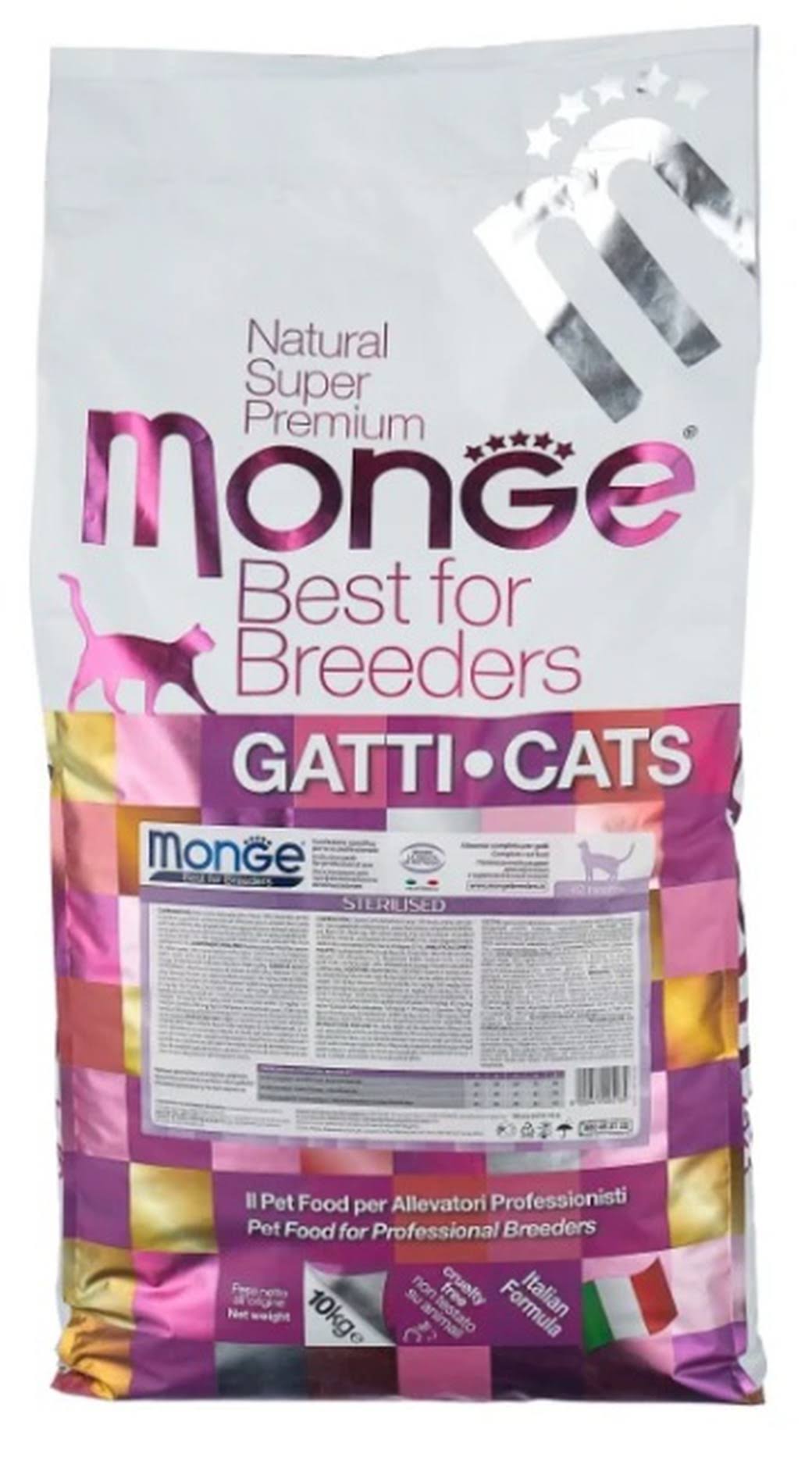 Корм сухой Monge PFB Cat Sterilised для взрослых стерилизованных кошек, 10 кг