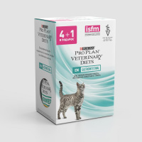 Набор 4+1 Влажный корм Pro Plan Veterinary Diets EN St/Ox  для взрослых кошек и котят при расстройствах пищеварения, с курицей 3 шт х 85г, с лососем, 2 шт х 85 г