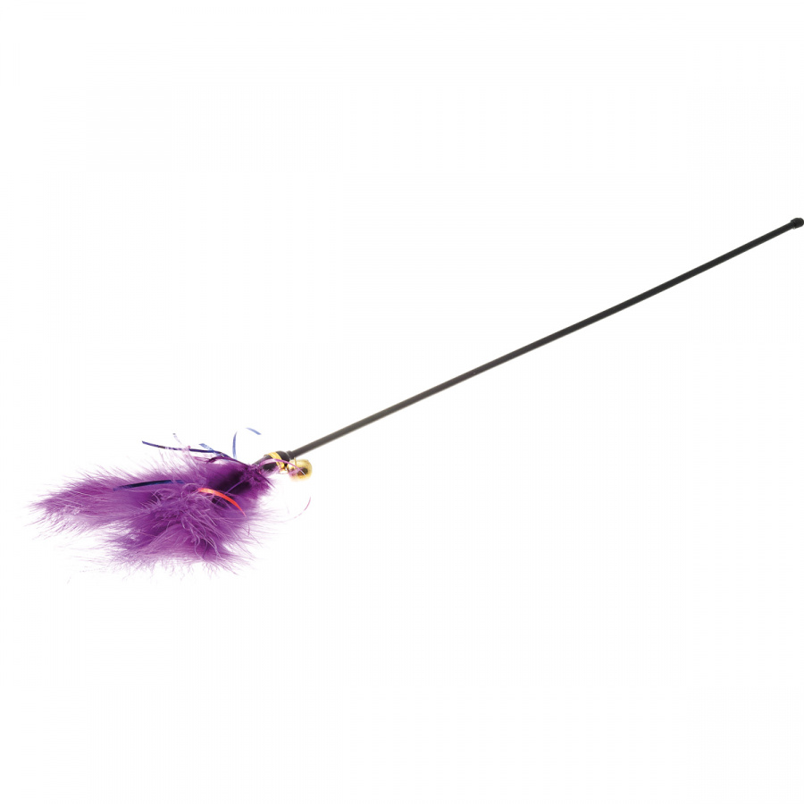 Игрушка для кошек ZooOne ДРАЗНИЛКА (фиолетовая с пером и с колокольчиком)