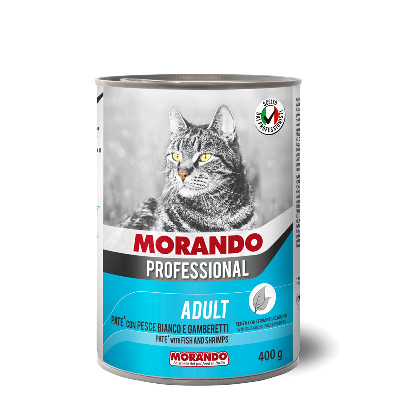 Консервы для кошек Morando Professional Adult паштет с белой рыбой и креветками 400 г