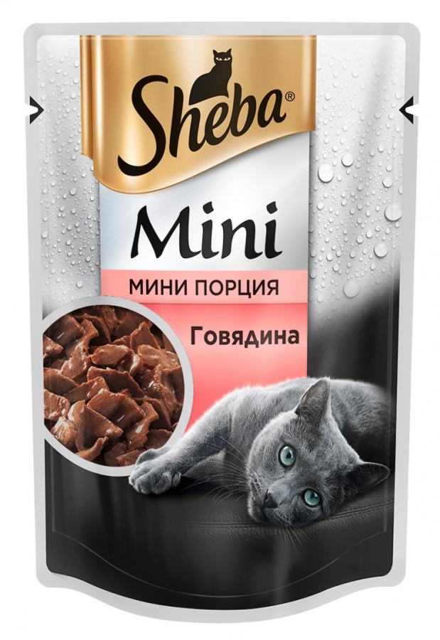 Влажный корм Sheba для взрослых кошек, мини порция с говядиной, 50 г