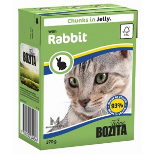 Корм BOZITA консервы для кошек, кусочки в соусе, кролик, 370г