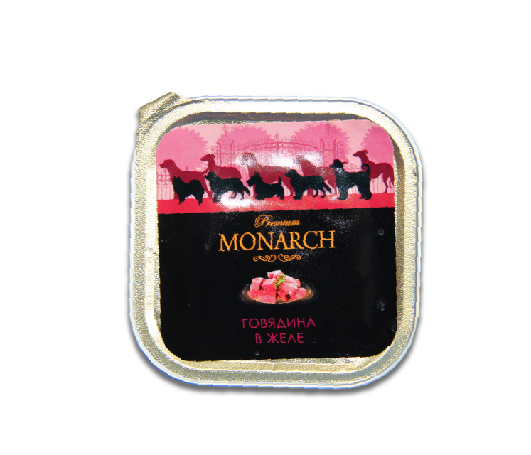 Влажный корм Monarch для взрослых собак всех пород, с говядиной в желе, 150 г