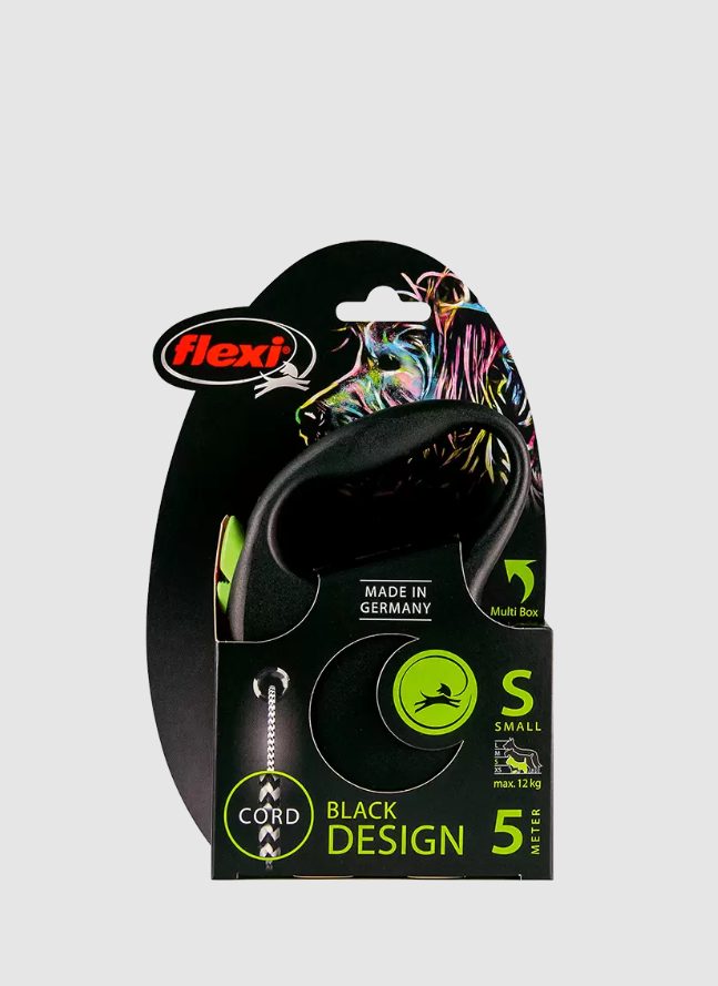 Поводок-рулетка для собак весом до 12 кг Flexi Black Design cord S трос 5 м
