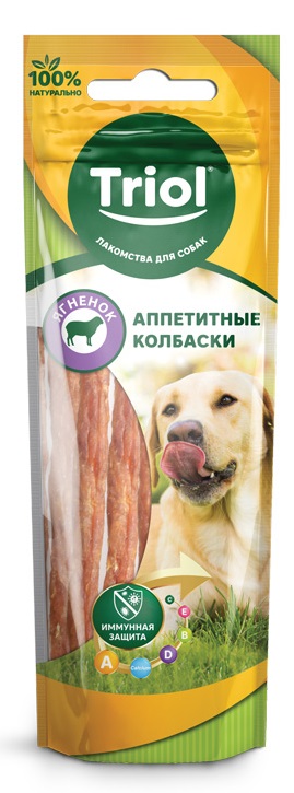 Лакомство TRIOL для собак, аппетитные колбаски с  ягнёнком, 40 г
