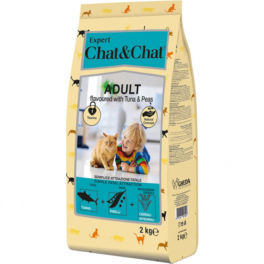 Сухой корм для взрослых кошек Chat&Chat Expert Premium со вкусом тунца и горохом 2 кг