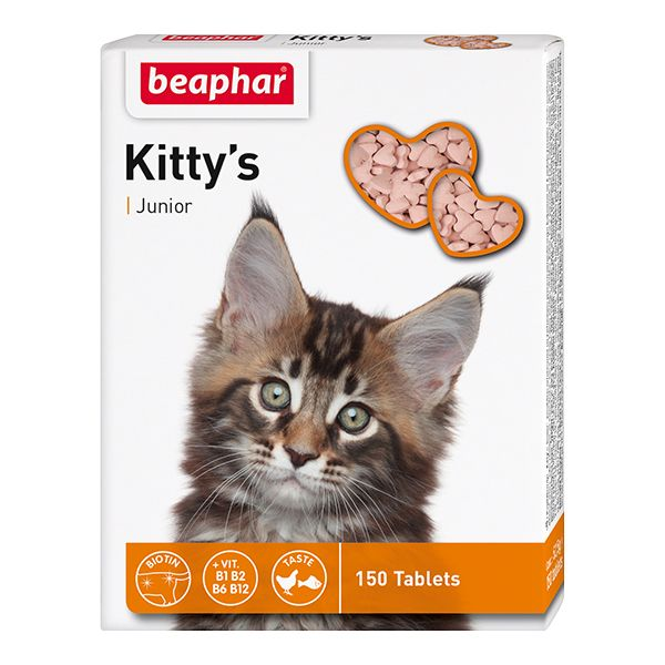 Кормовая добавка для котят Beaphar Kitty's Junior с биотином, 150 таб