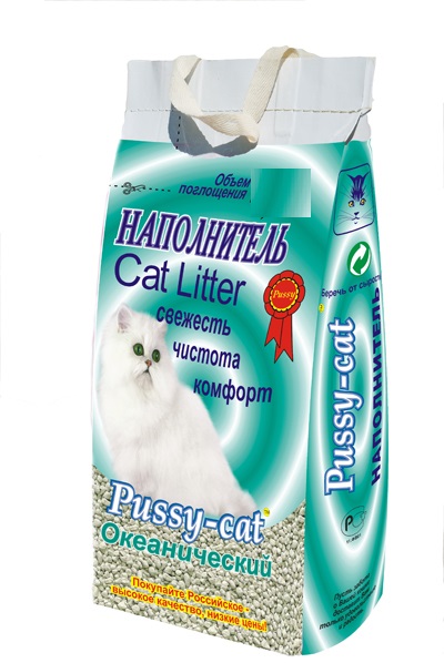 Наполнитель PUSSY-CAT для кошачьего туалета, впитывающий, океанический, 4.5 л.