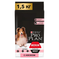Сухой корм Pro Plan OptiDerma Medium Adult для взрослых собак средних пород с чувствительной кожей, с лососем 1,5 кг