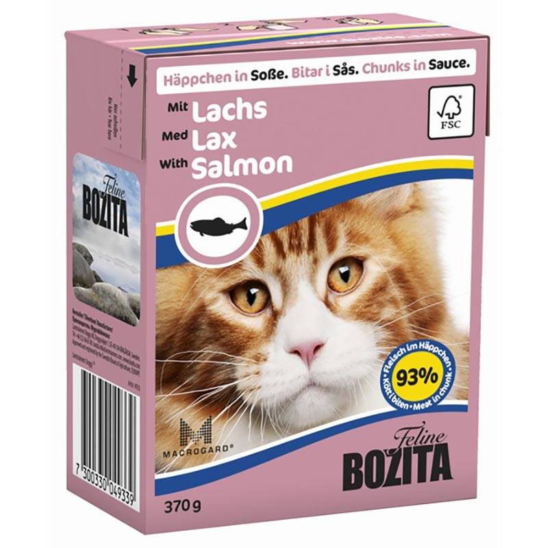 Влажный корм BOZITA для кошек и котят, с лососем в соусе, 370 г