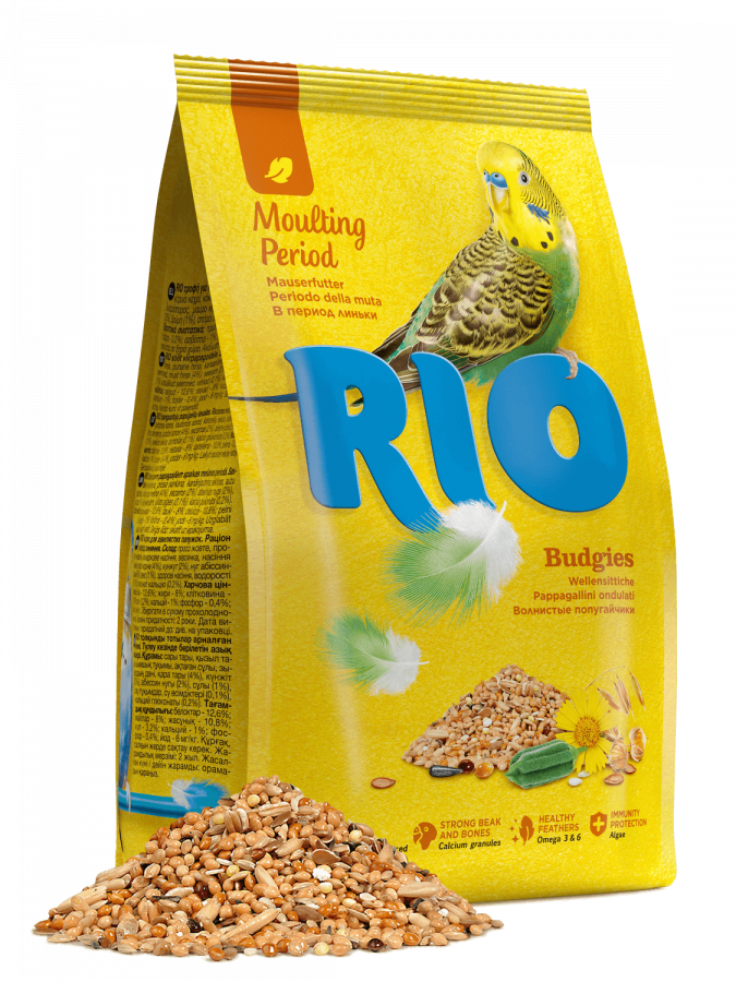 Корм для волнистых попугайчиков RIO Рацион в период линьки, 1 кг