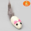 Игрушка для кошек "Мышь сизалевая малая" с меховым хвост, 5,5см, микс цветов