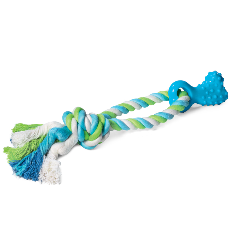 Игрушка для собак из термопласт. резины Мини-кость с верёвкой 30 см