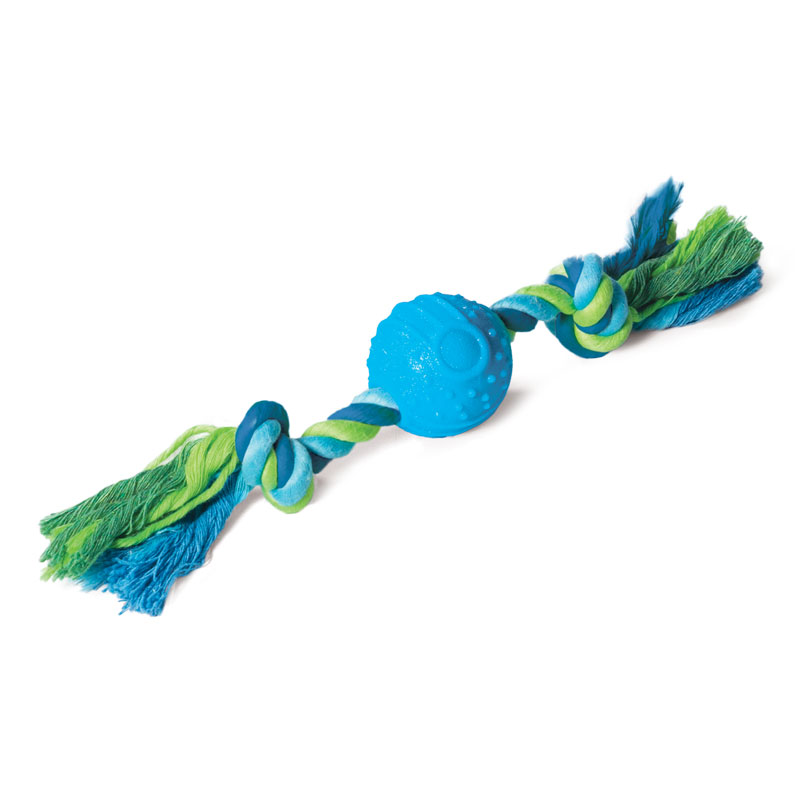 Игрушка для собак из термопласт. резины Мяч с верёвкой, 29 см