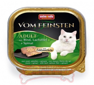 Animonda Vom Feinsten Меню для гурманов с говядиной филе лосося и шпинатом для взрослых привередливых кошек 100г