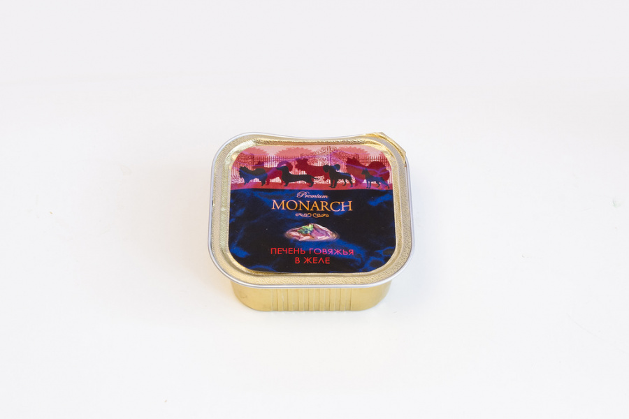 Влажный корм Monarch для взрослых собак всех пород, с печенью говяжьей в желе, 150 г