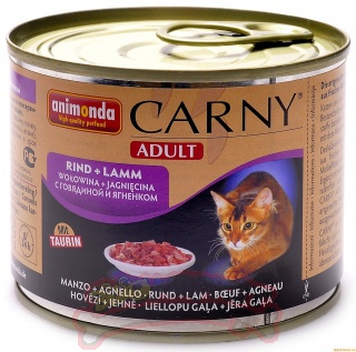 Корм АНИМОНДА консервы для кошек с говядиной и ягненком, Carny Adult 200г