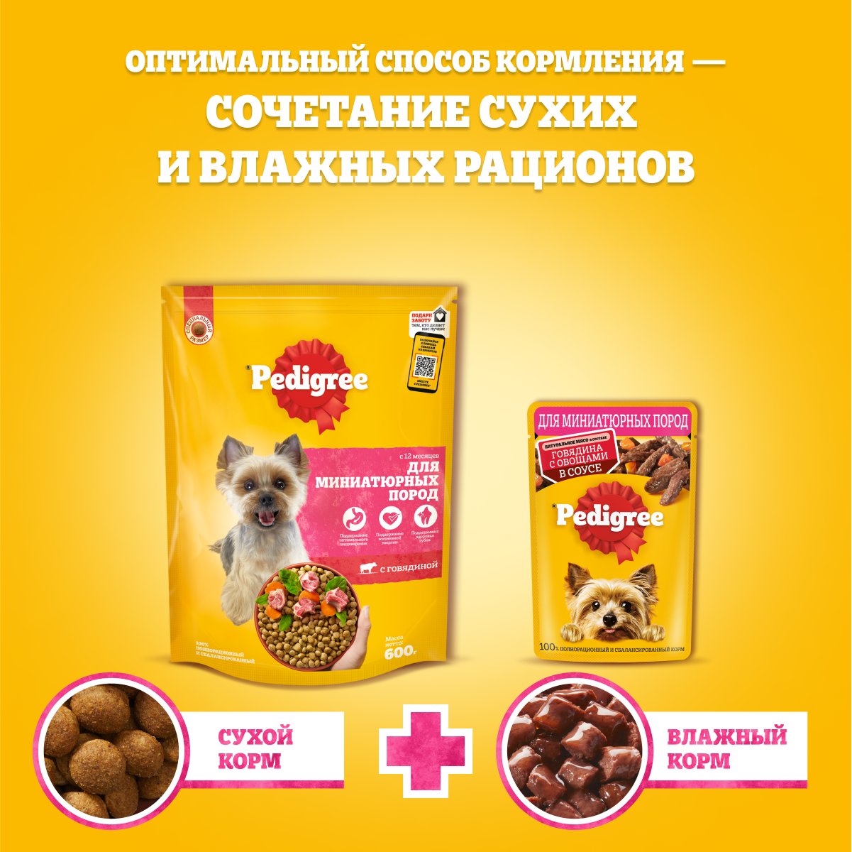 Сухой корм  для собак миниатюрных пород PEDIGREE Adult Mini с говядиной, 1.2кг